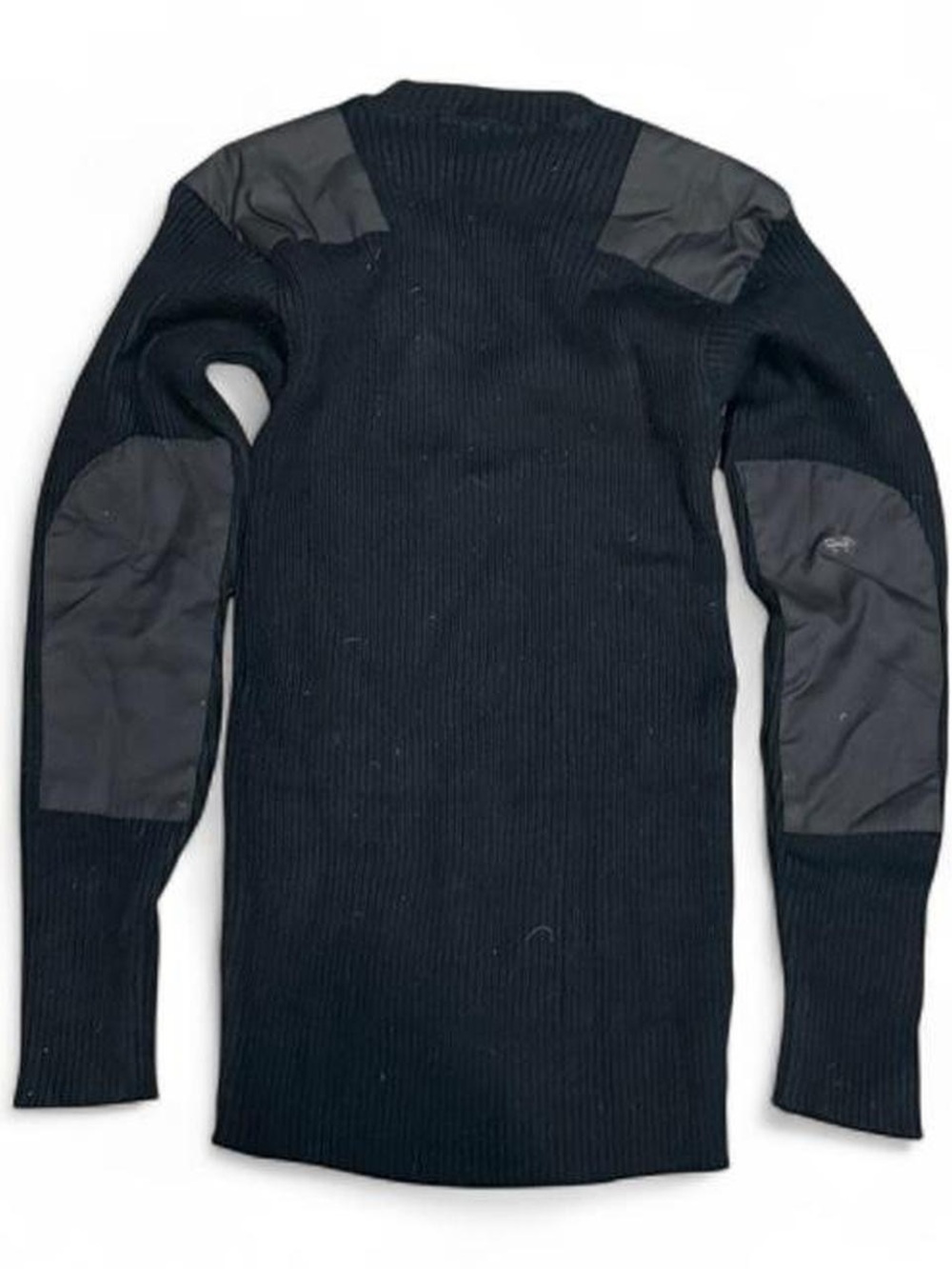 Vintage 80s Ribbed Knit Padded Utility Military Slim Fit Sweater
